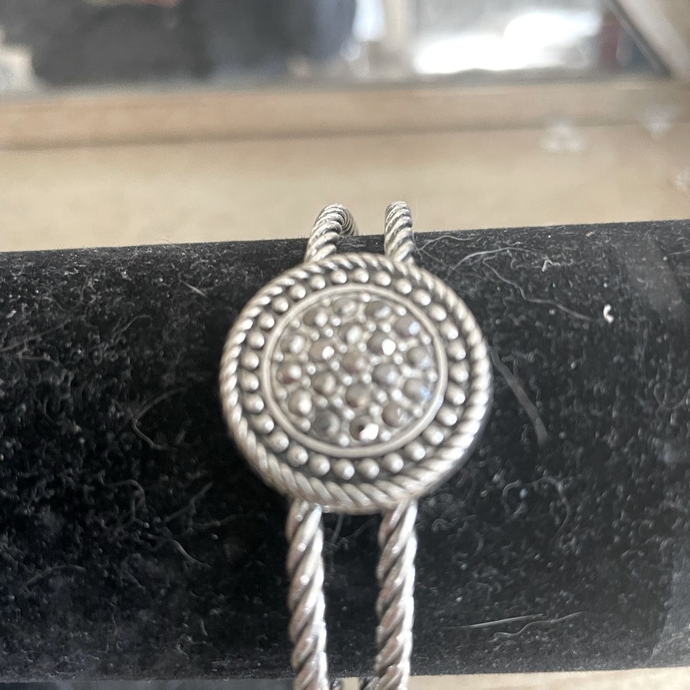 Medallion braided silver cuff bracelet